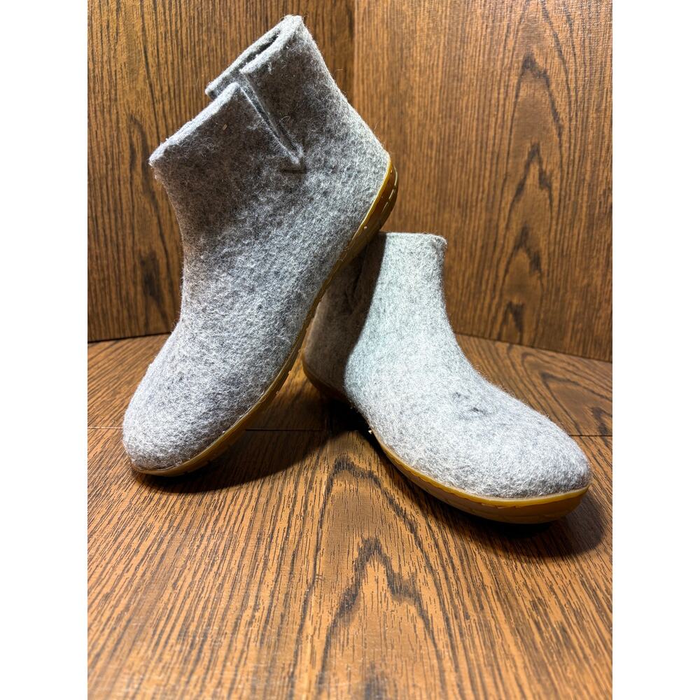 Glerups Unisex Gray Wool Boot Slipper with Honey Rubber Sole Size 37 - Picture 12 of 13